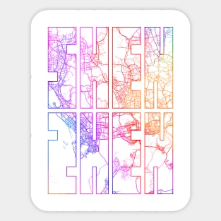 Shenzhen, China City Map Typography - Colorful Sticker